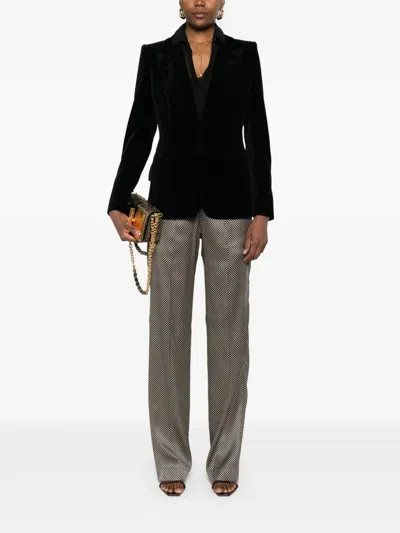 Tom Ford Printed Polka Dot Stretch Satin Pj Pants Trousers Multicolor