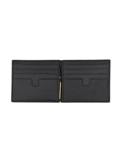 Tom Ford Soft Grain Leather T Line Money Clip Wallet