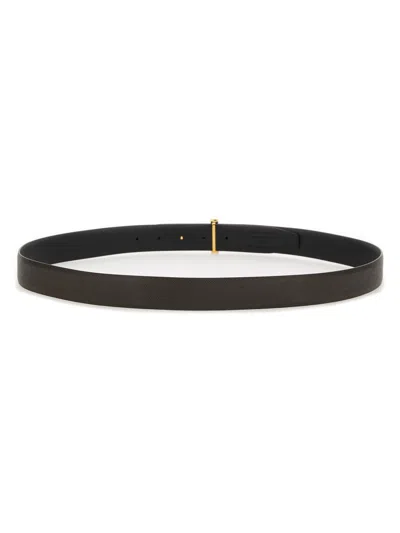 Tom Ford Reversible T Line Belt In Black