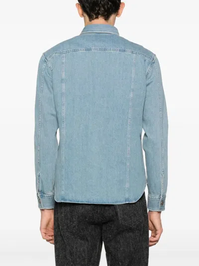 Tom Ford Light Blue Western Panel Shirt With Flap Pockets