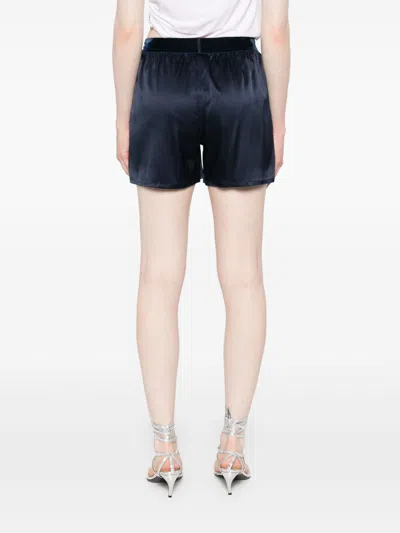 Tom Ford Silk Shorts With Elasticated Waistband And Satin Finish In Blue