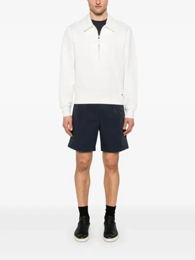 Tom Ford Structured Collar Sweater With Textured Edges In White