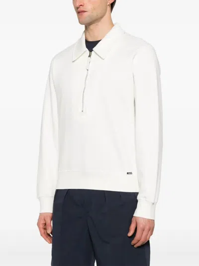 Tom Ford Structured Collar Sweater With Textured Edges In White