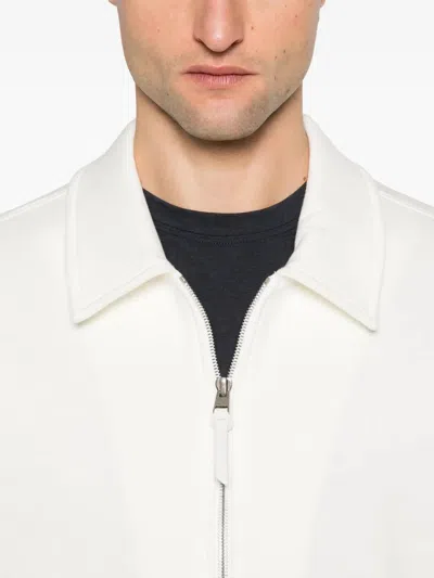 Tom Ford Structured Collar Sweater With Textured Edges In White