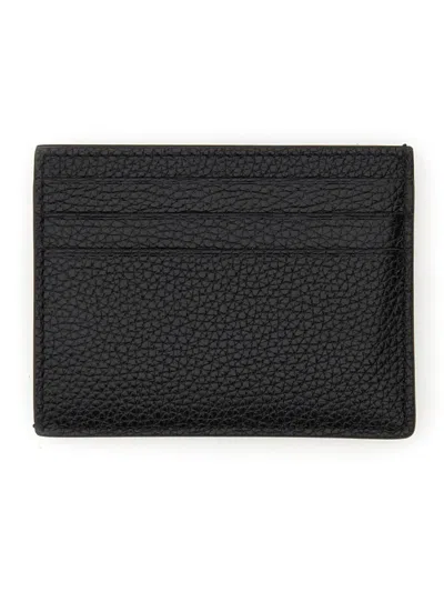 Tom Ford Textured Black Calf Leather Card Holder In Black