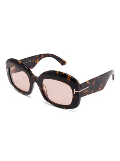 Tom Ford Eyewear Rectangle Frame Sunglasses In Brown