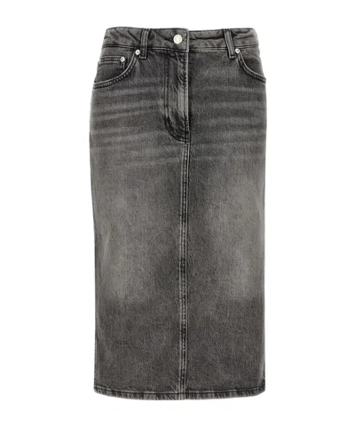 Moschino Jeans Side Slit Denim Skirt In Gray