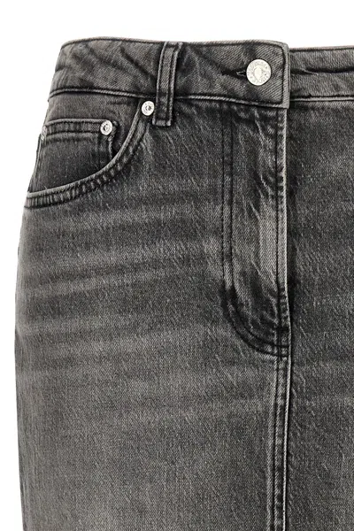 Moschino Jeans Side Slit Denim Skirt In Gray