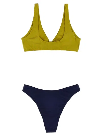 Elisabetta Franchi Two-tone Lycra Bikini With Glossy Top In Multi