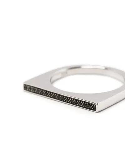 Tom Wood Sleek Ring Top Black Spinel In Metallic