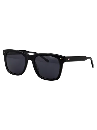 Tommy Hilfiger Black Acetate Sunglasses In Black