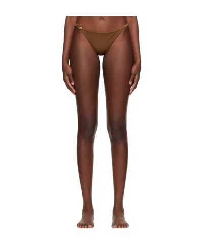 Versace Brown Safety Pin Bikini Bottom In Brown