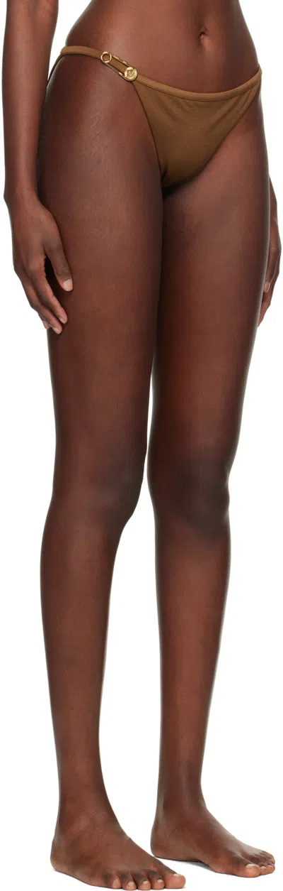 Versace Brown Safety Pin Bikini Bottom In Brown