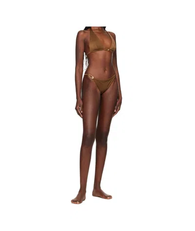 Versace Brown Safety Pin Bikini Bottom In Brown