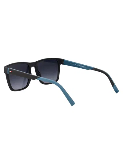 Tommy Hilfiger Grey Teal Eco Polyamide Sunglasses In Black