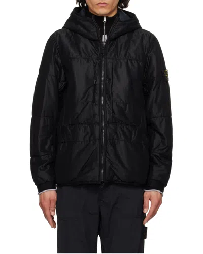 Stone Island Black Run-proof Nylon Mesh-tc Reversible Jacket In Black