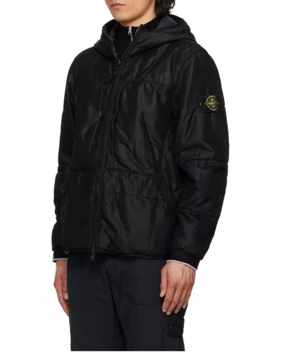 Stone Island Black Run-proof Nylon Mesh-tc Reversible Jacket In Black