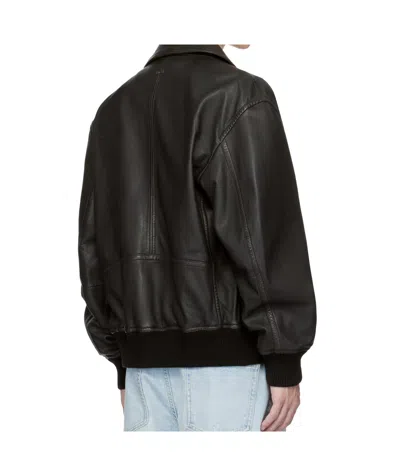Hugo Boss Long Sleeve Leather Jacket In Black