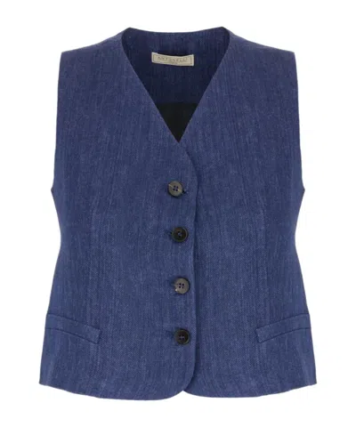 Antonelli V-neck Sleeveless Vest In Blue
