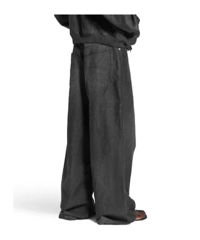 Balenciaga Trompe Loeil Denim Trousers In Gray