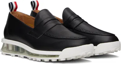 Thom Browne Leather Loafer Sneakers In Black