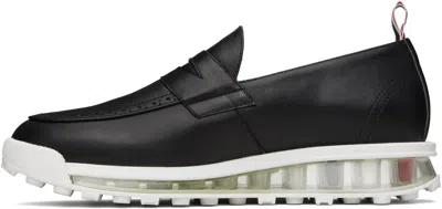 Thom Browne Leather Loafer Sneakers In Black