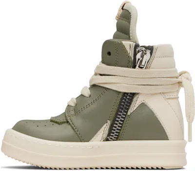 Rick Owens Kids Green Hollywood Geobasket Sneakers In Green