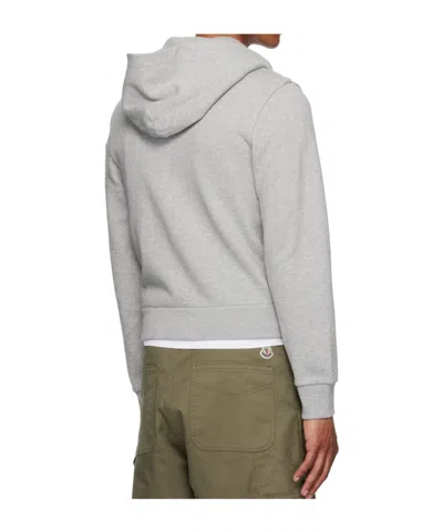 Moncler Long-sleeved Hooded Sweatshirt In Gray