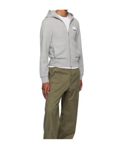 Moncler Long-sleeved Hooded Sweatshirt In Gray