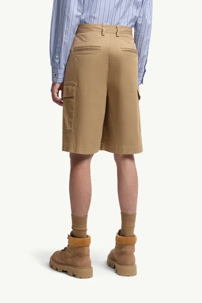 Moncler Cappuccino Stretch Cotton Bermuda Shorts In Neutral