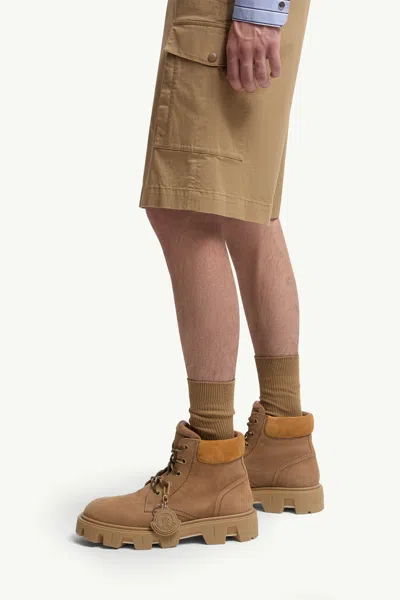 Moncler Cappuccino Stretch Cotton Bermuda Shorts In Neutral