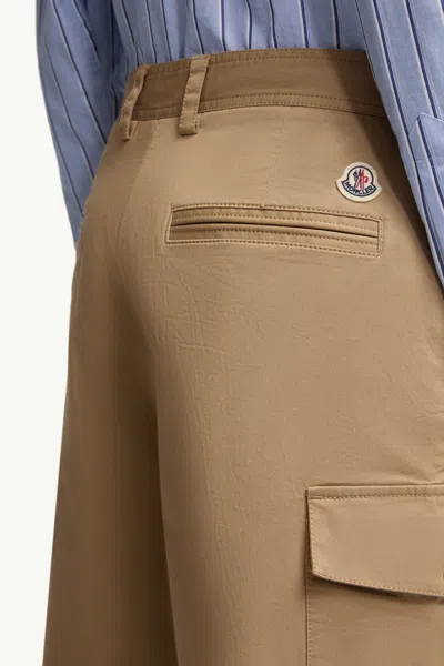 Moncler Cappuccino Stretch Cotton Bermuda Shorts In Neutral