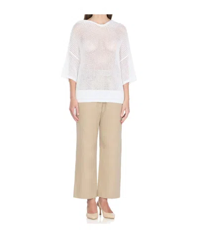 Antonelli Perforated White Cotton Sweater With Relaxed Fit In White