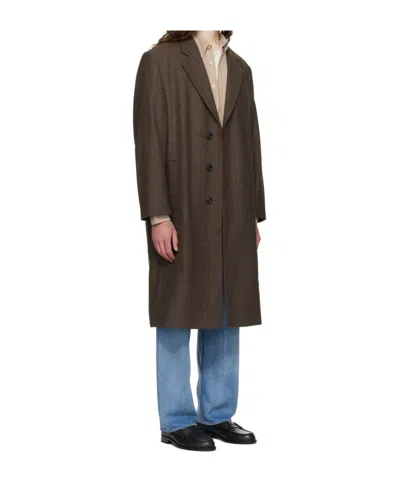 Hugo Boss Brown Regular-fit Concealed Closure Coat In Brown