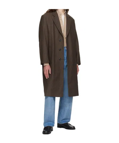 Hugo Boss Brown Regular-fit Concealed Closure Coat In Brown