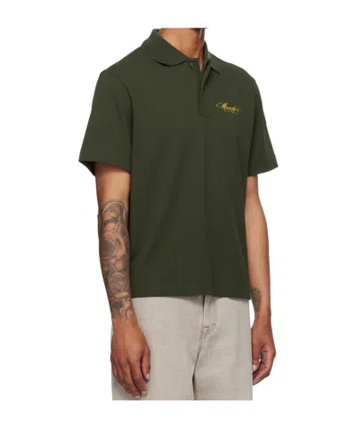 Moncler Mens Script Logo-embroidery Short-sleeve Cotton-jersey Polo Shirt Dark Green In Green