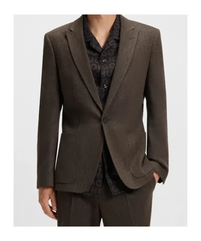 Hugo Boss Long-sleeved Suit Jacket In Brown