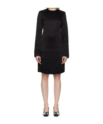 Totême Toteme Long Sleeve Double Face Satin Shift Dress In Black