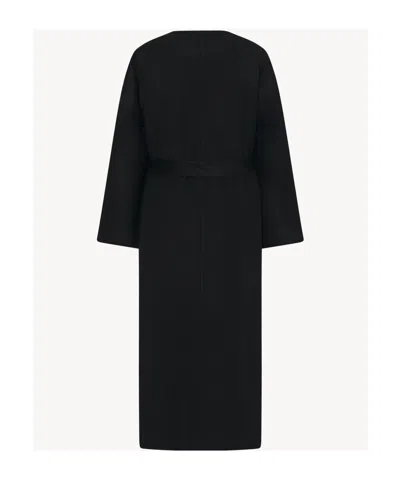 The Row Long Sleeve Coat In Black