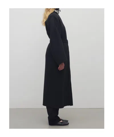 The Row Long Sleeve Coat In Black