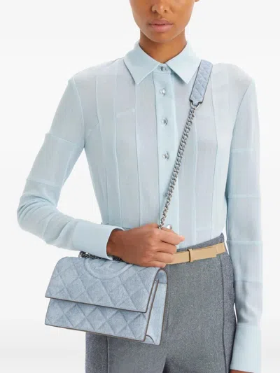 Tory Burch Fleming Denim Small Convertible Sho