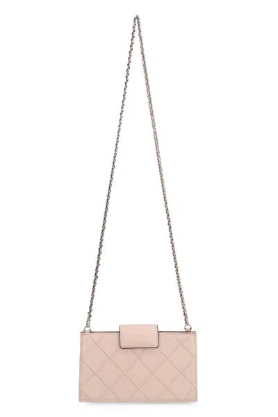 Tory Burch Fleming Mini Leather Wallet On Chain In Pink