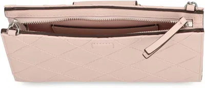 Tory Burch Fleming Mini Leather Wallet On Chain In Pink