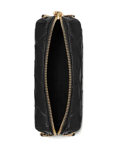 Tory Burch 'fleming' Black Diamond Quilted Shoulder Bag With Chain-link Shoulder Strap