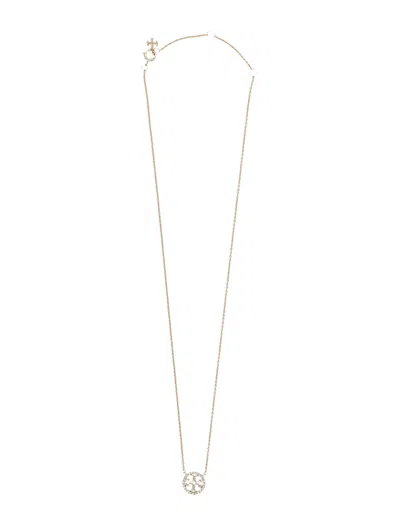 Tory Burch Miller Pave Pendant Necklace In Brown