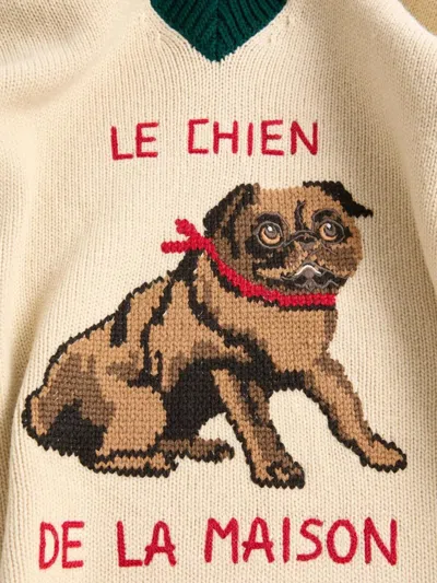 Valentino Garavani Butter-coloured Sweater With Le Chien De La Maison In Neutral