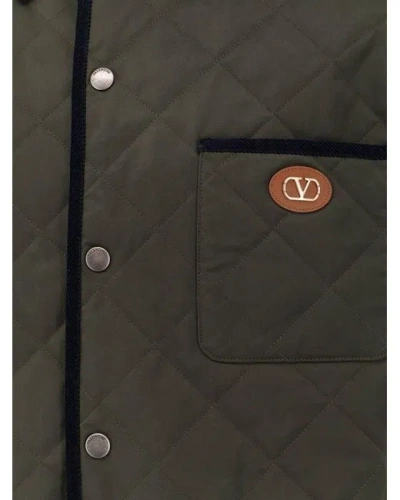 Valentino Garavani Olive Quilted Jacket With Vlogo Patch