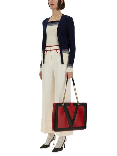 Valentino V-neck Cardigan With Contrast Hem
