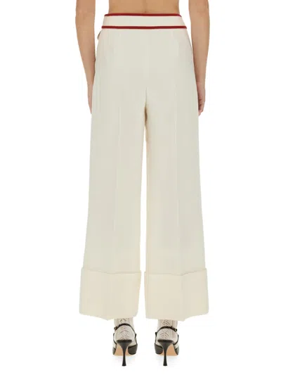 Valentino Ivory Trousers With Gold V