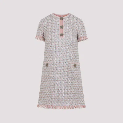 Valentino Womens Multicolor. Embellished Short-sleeves Woven Mini Dress In Pink